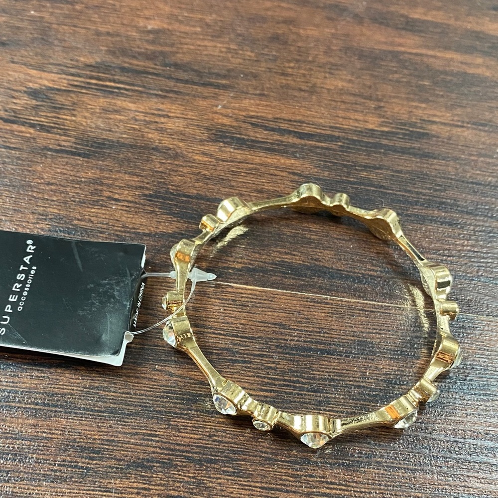 Gold and Rhinestone Bangle - Picture 3 of 6